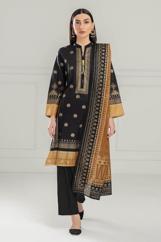 3 Piece Unstitched Gold Printed Lawn Suit CL-52120-A