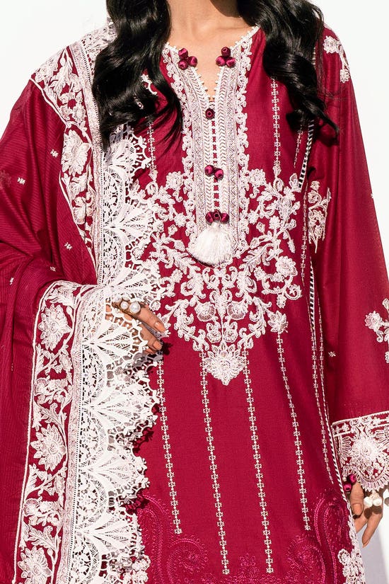 3 Piece Unstitched Embroidered Printed Denting Lawn Suit DN-42040