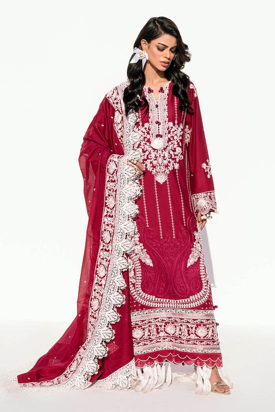 3 Piece Unstitched Embroidered Printed Denting Lawn Suit DN-42040