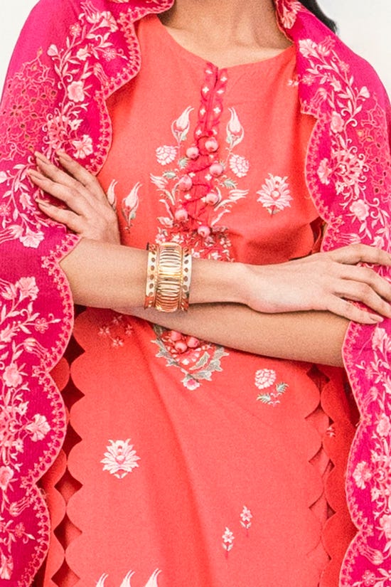 3 Piece Unstitched Embroidered Printed Denting Lawn Suit DN-52007