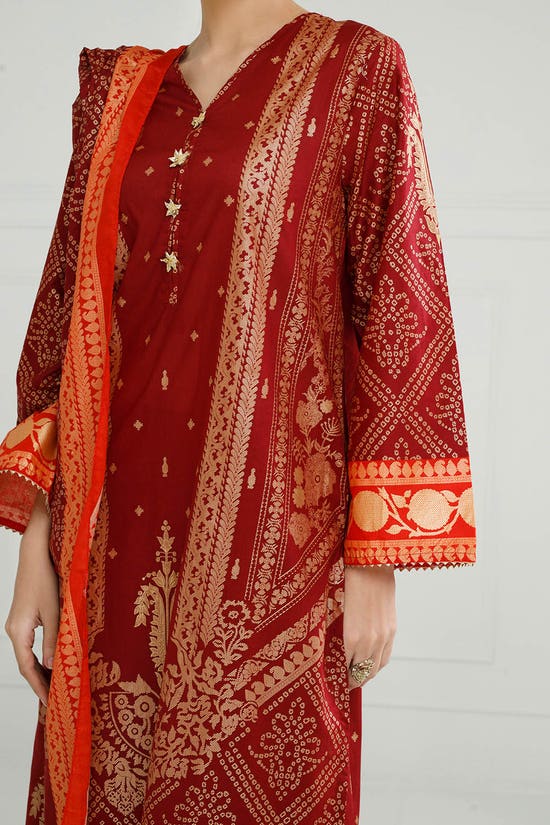 3 Piece Unstitched Gold Printed Lawn Suit CL-52124-A