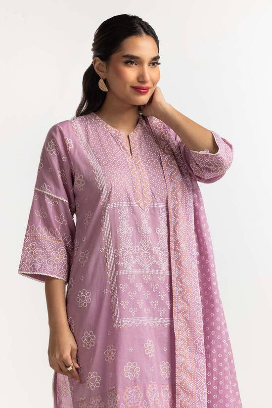 3 Piece Lawn Block Printed Suit KJP-43233