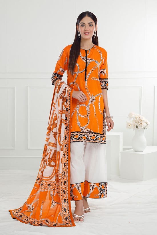 3 Piece Unstitched Printed Lawn Suit with Printed Lawn Dupatta CL-52498