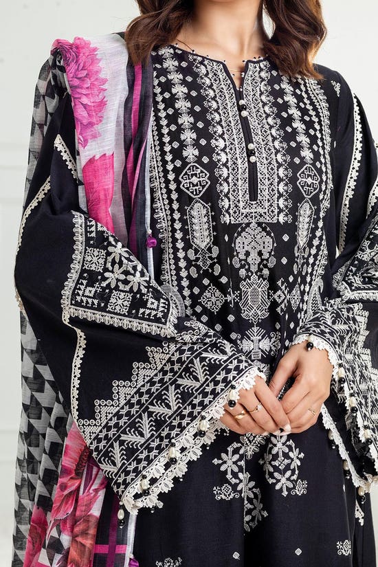 3 Piece Unstitched Lacquer Embroidered Lawn Suit with Zari Paper Cotton Dupatta SP-52043